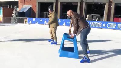 Ice skating at Camp North End ahead of the Mistletoe Market